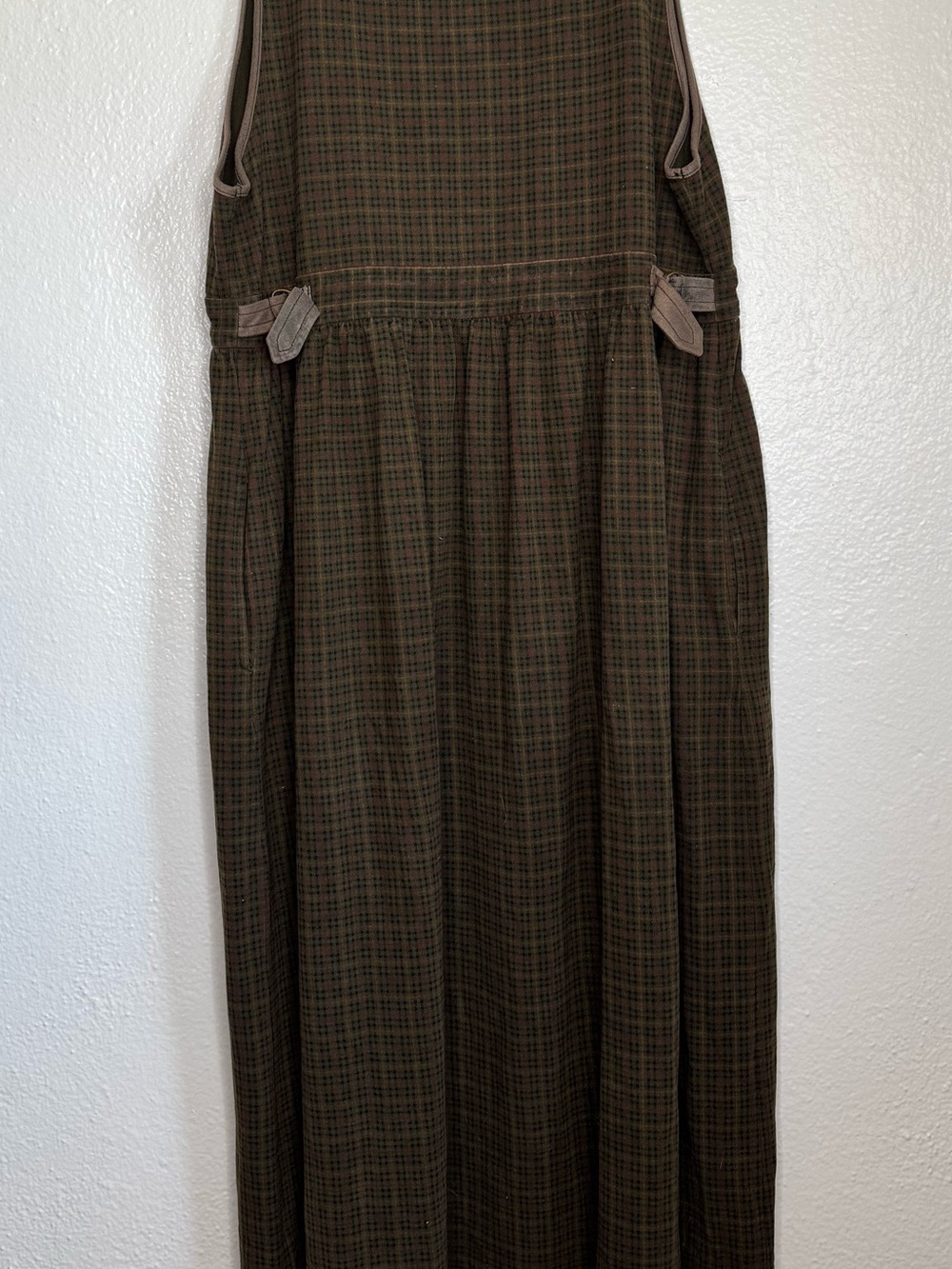 Jones New York - Vintage Sleeveless Brown Plaid Midi Dress 100% Cotton - Picture 10 of 12